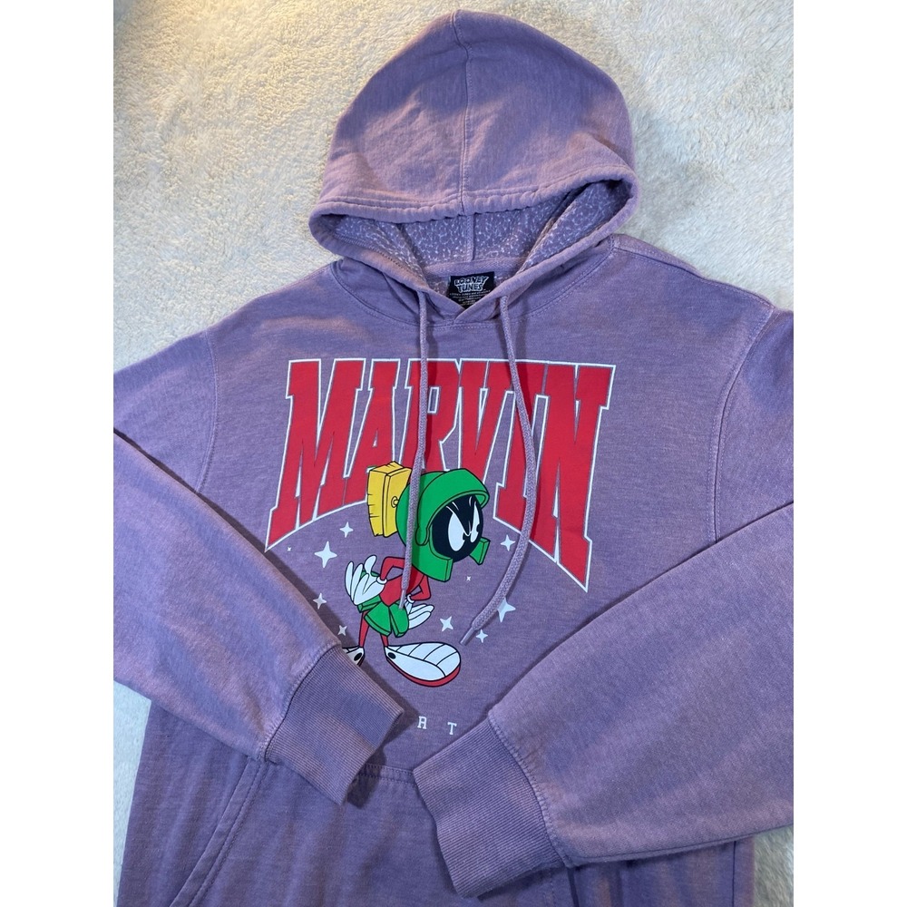Looney Tunes Men's Small Marvin Martian Hoodie Purple